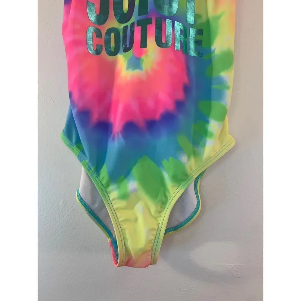 JUICY COUTURE Girl’s Tie Dye One Piece Rainbow Swimsuit / Size: 8